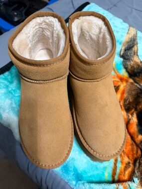 Classic Faux-Shearling Suede Ankle Boots in Chestnut